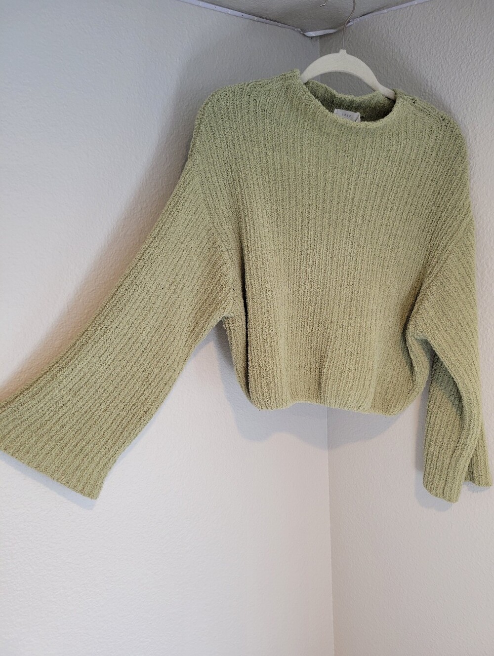 Lush Soft Knit Cropped Sweater in Sage Green